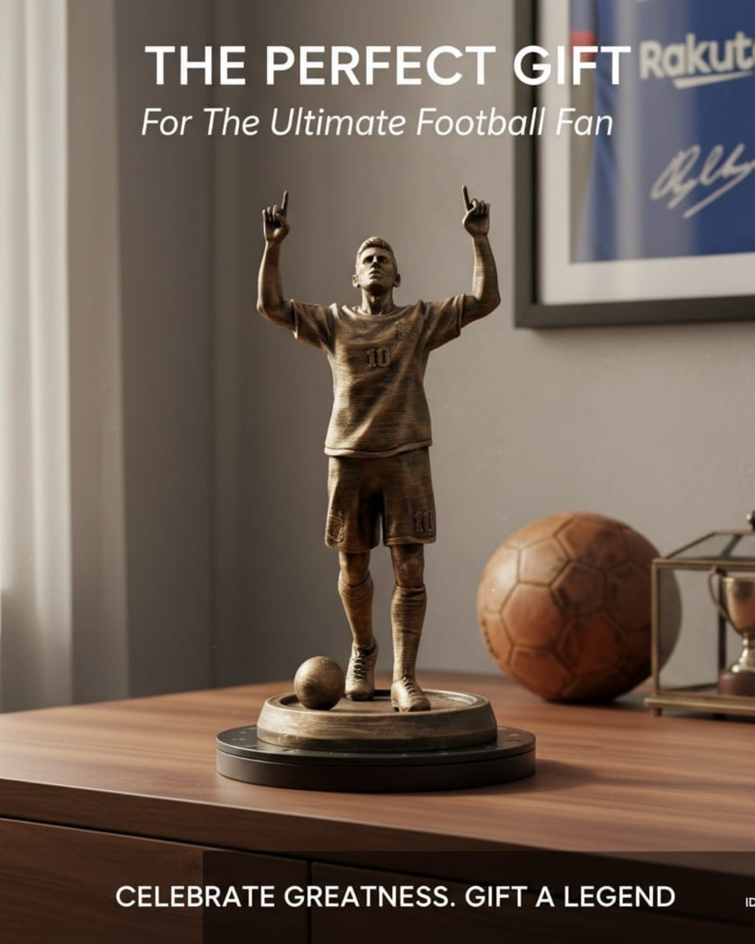 Lionel Messi Resin Action Figure – PG Edition | Premium Football Player Showpiece for Fans, Kids & Collectors | Bronze Finish Sports Collectible for Home & Office Décor