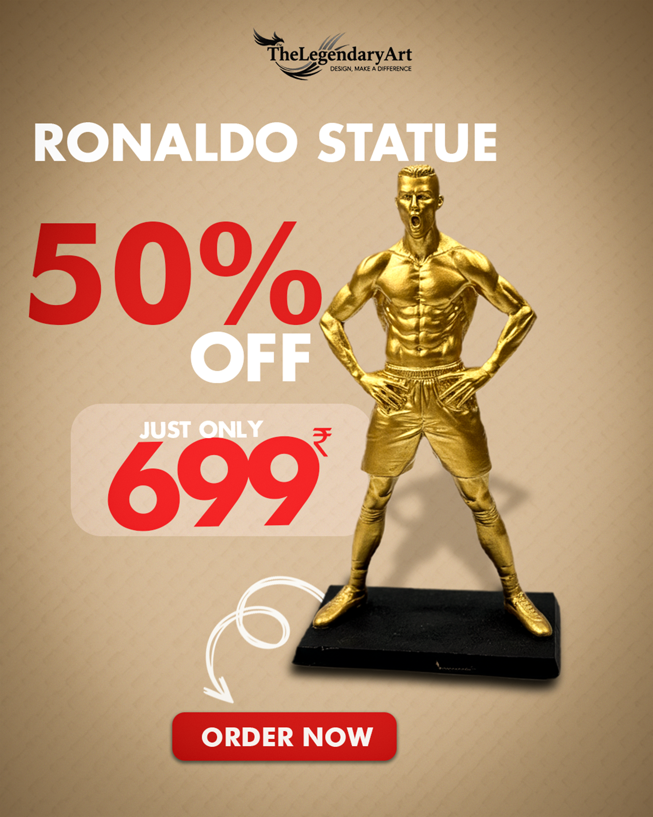 Cristiano Ronaldo Resin Action Figure – PG Edition | Premium Football Player Showpiece for Fans, Kids & Collectors | Bronze Finish Sports Collectible for Home & Office Décor